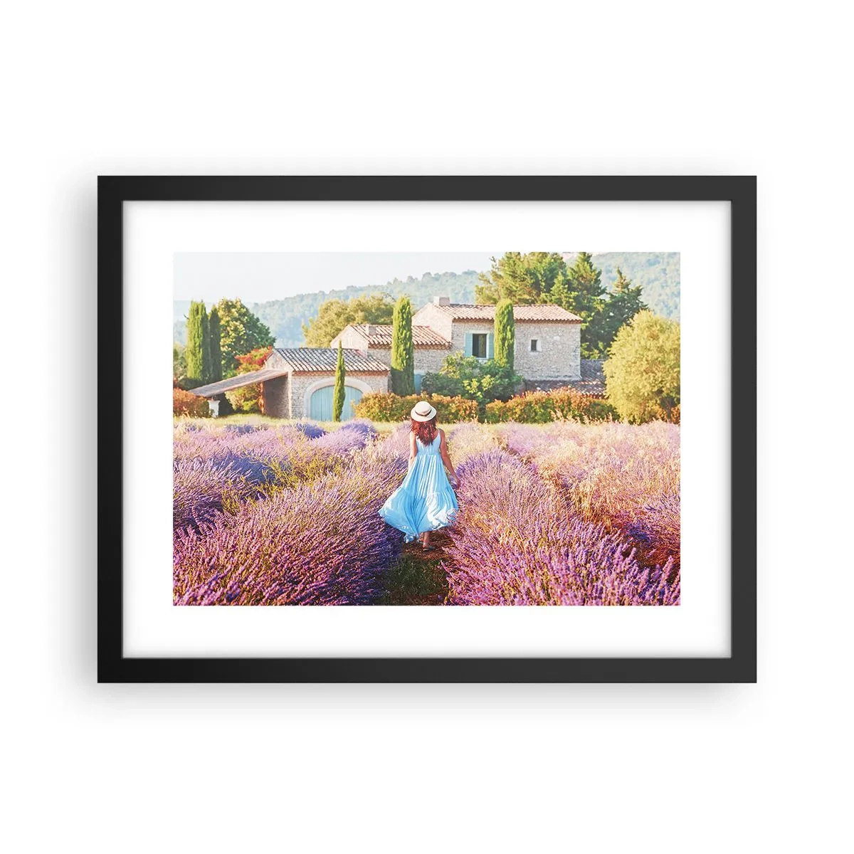 Poster in een zwarte lijst - Lavendel meisje - 40x30 cm