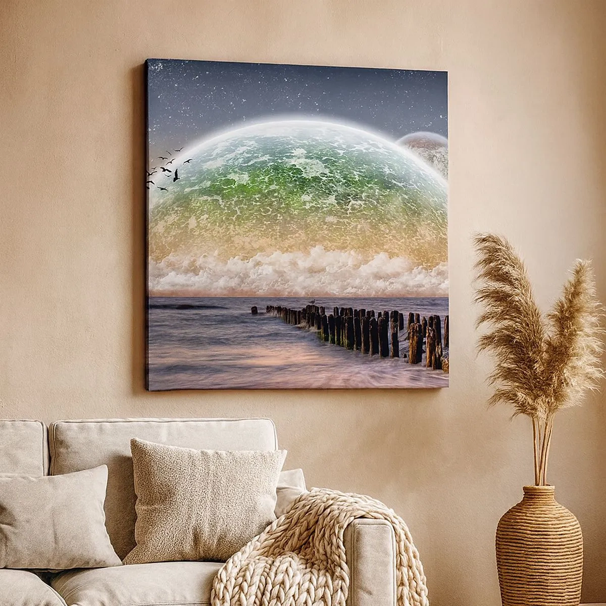 Schilderen op canvas - En de wereld kwam uit het water - 30x30 cm