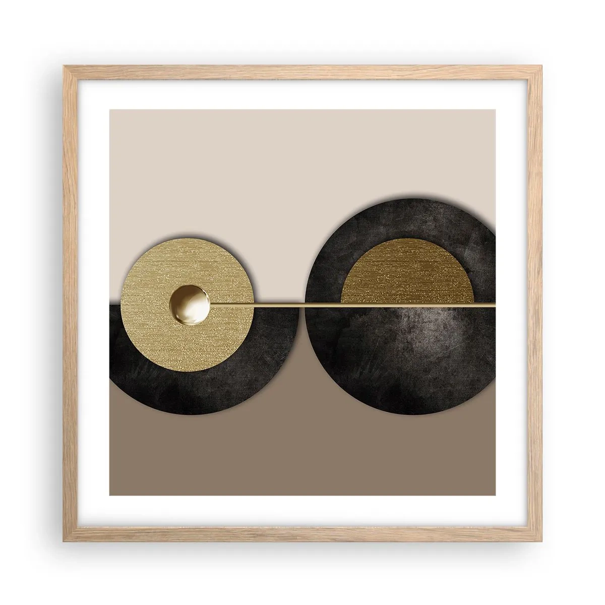 Een poster in een licht eiken lijst - Variaties rond de cirkel - 50x50 cm