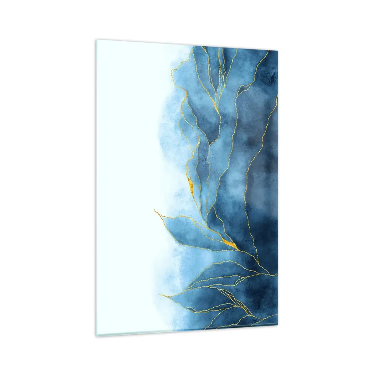 Schilderen op glas - Blauw in goud - 80x120 cm