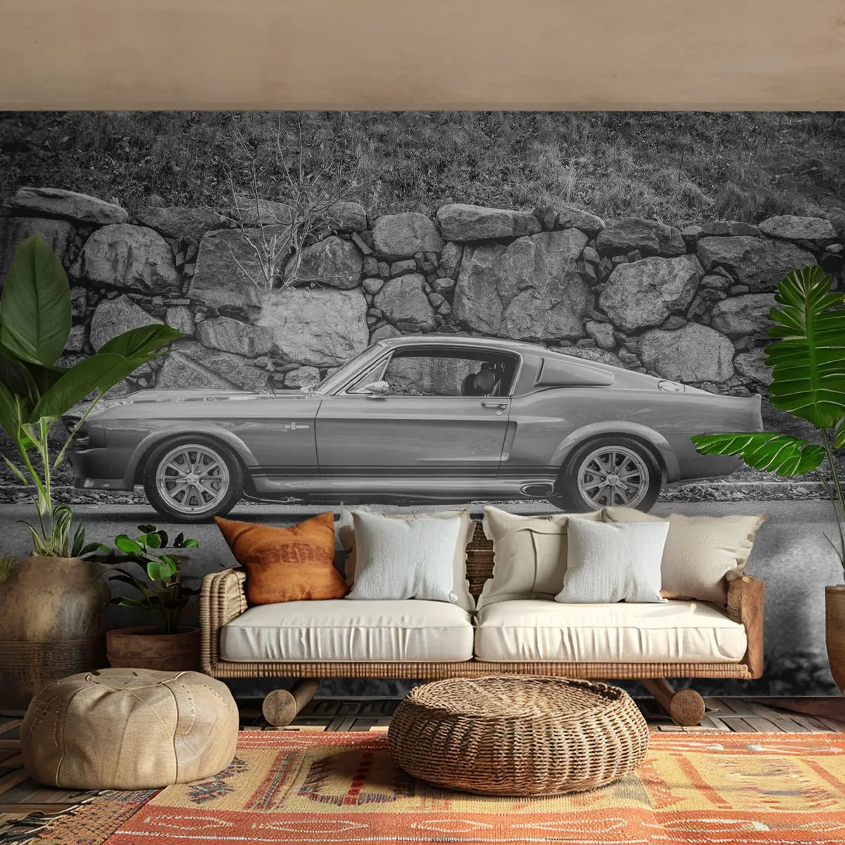 Zelfklevend Fotobehang Deluxe Sticker - De legende van de jaren 60 - Vintage auto, Automobiel, Sportwagen - 350x256 cm