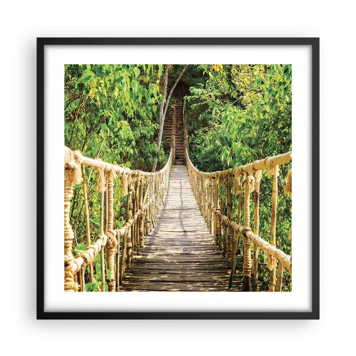 Poster in een zwarte lijst - Opgeschort in het groen - 50x50 cm