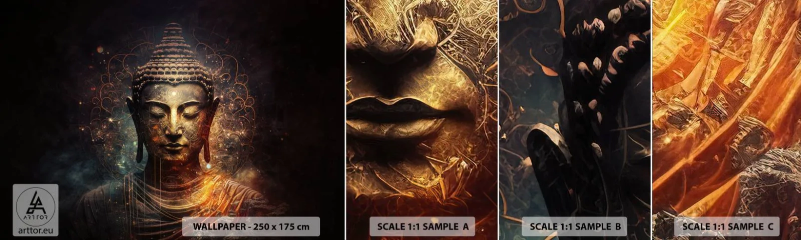 Fotobehang Staaltje Standard Eco - Geestelijke balans - Boeddha, Meditatie, Religie - 100x30 cm