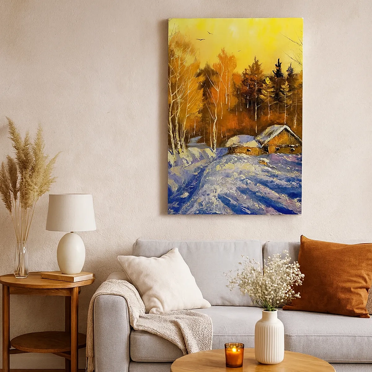 Schilderen op canvas - Winter impressie in de zon - 50x70 cm