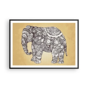 Poster in een zwarte lijst - De olifant heeft zichzelf bedekt - 100x70 cm