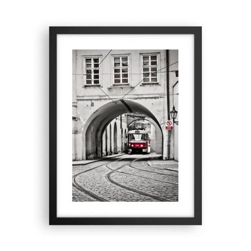 Poster in een zwarte lijst - Door het doolhof van de stad - 30x40 cm