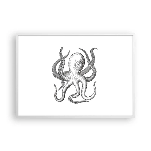 Poster in een witte lijst - Dansend met de golven - 100x70 cm