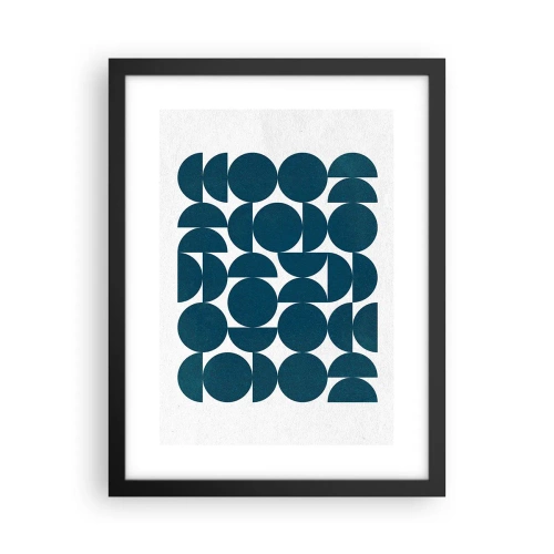 Poster in een zwarte lijst - Cirkels en halfcirkels - 30x40 cm