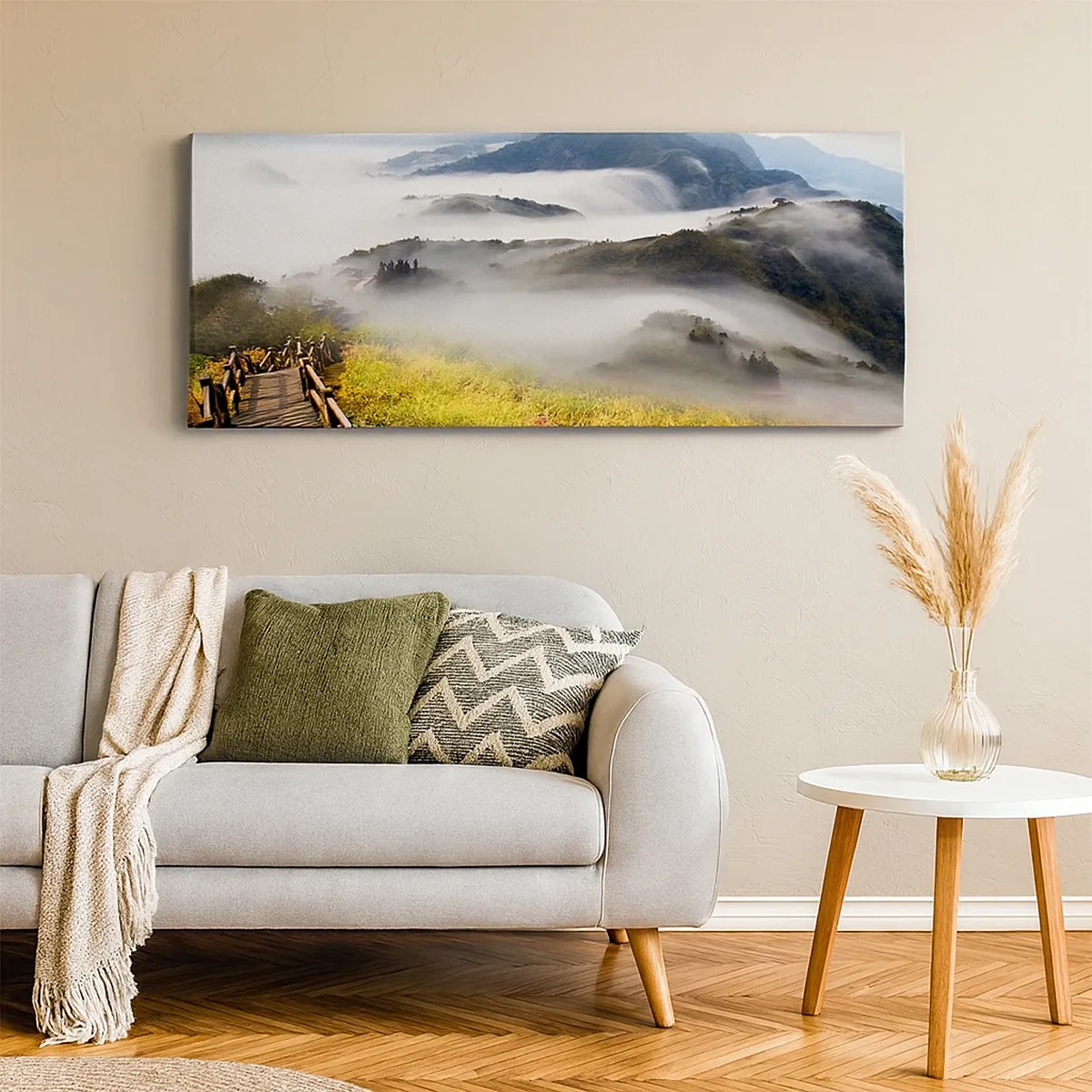 Schilderen op canvas - Geweven van schittering en mist - 30x30 cm