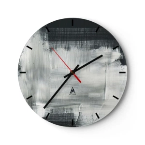 Wandklok - Klok - Abstract patroon in tinten zwart en wit - 30x30cm - Geweven van verticaal en horizontaal - Moderne wanddecoratie voor woonkamer, keuken en slaapkamer ARTTOR