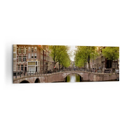 Schilderen op canvas - Met de boot of met de fiets? - 160x50 cm