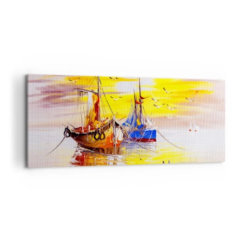 Schilderen op canvas - Een welverdiende rust in de haven - 100x40 cm