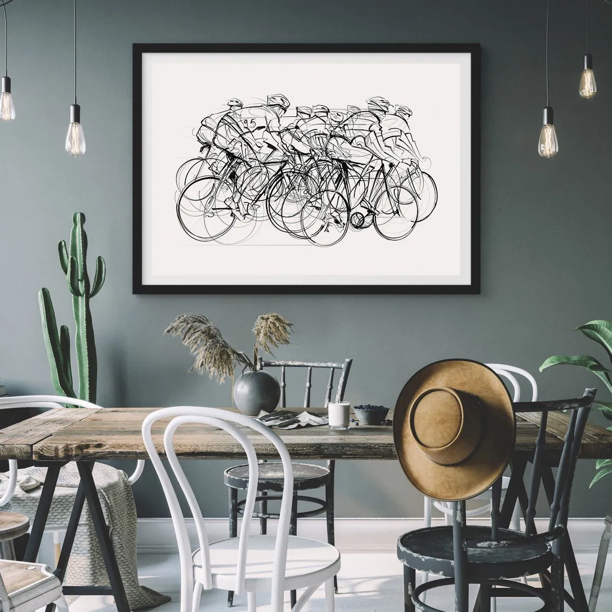 Poster in een zwarte lijst - Samen als team - 100x70 cm