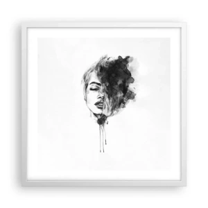 Poster in een witte lijst - Waar droomt het meisje over? - 50x50 cm