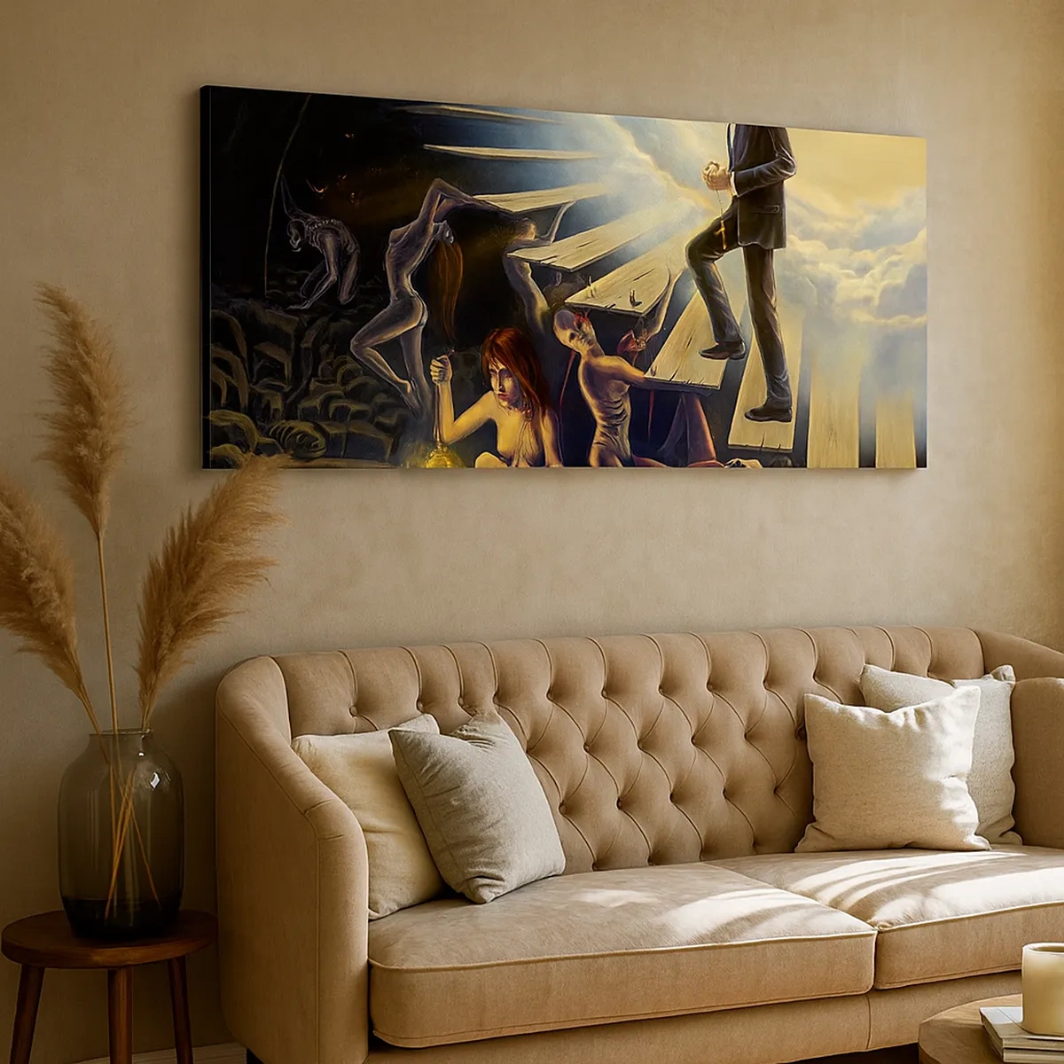 Schilderen op canvas - Danteske reis naar het licht - 30x30 cm