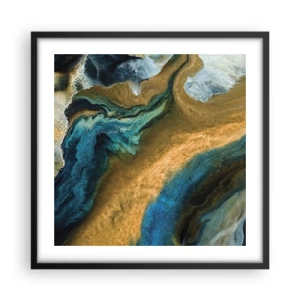 Poster in een zwarte lijst - Blauw - geel - wederzijdse invloeden - 50x50 cm