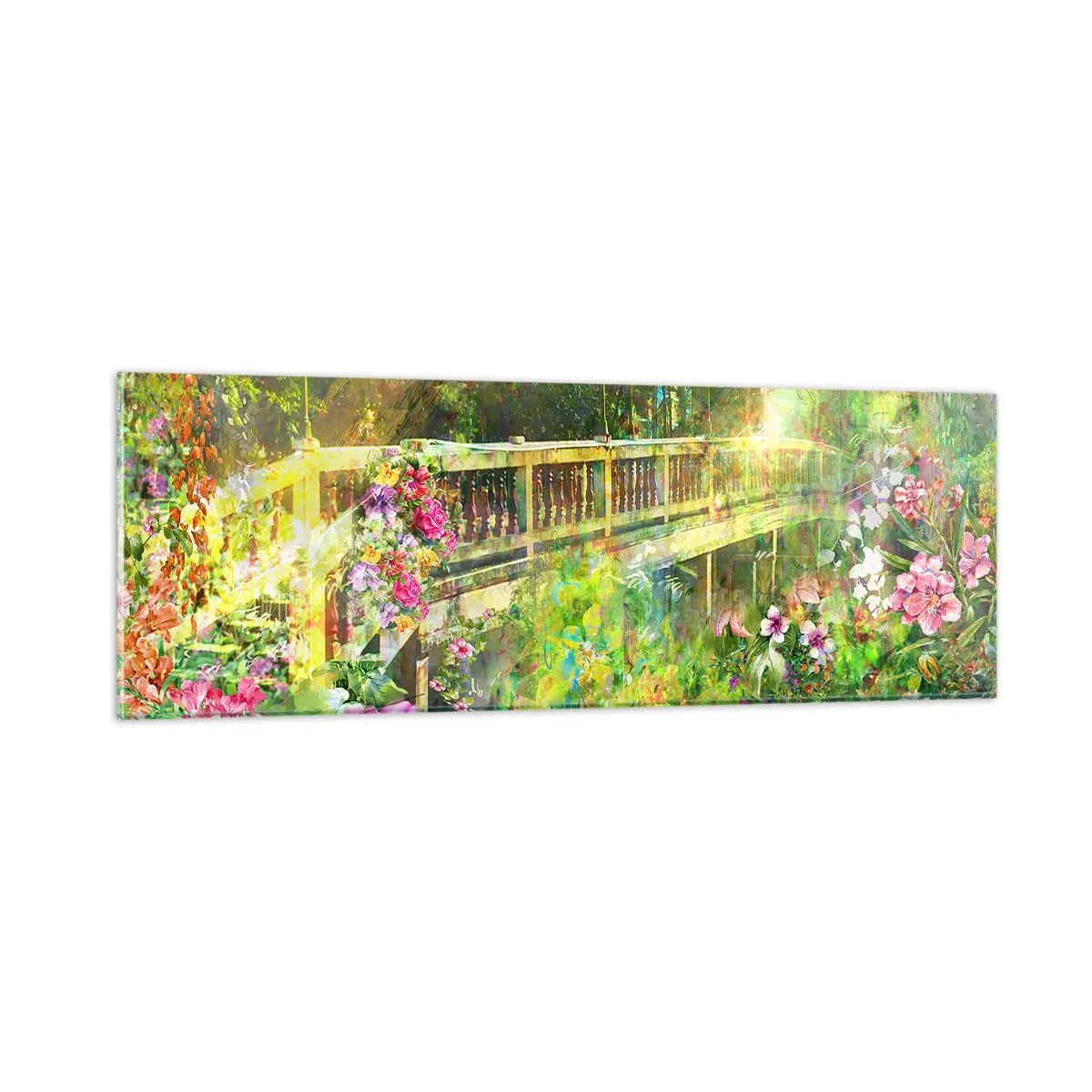 Schilderen op glas - Een brug van lentezuchten - 90x30 cm