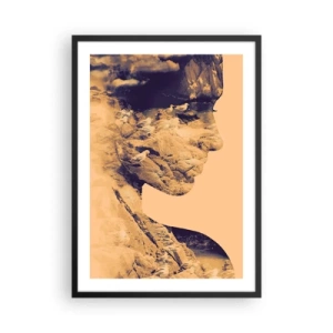 Poster in een zwarte lijst - Portret met een landschap in de dubbele belichtingsstijl - 50x70cm - Van nature mooi - Moderne wanddecoratie voor woonkamer en slaapkamer ARTTOR