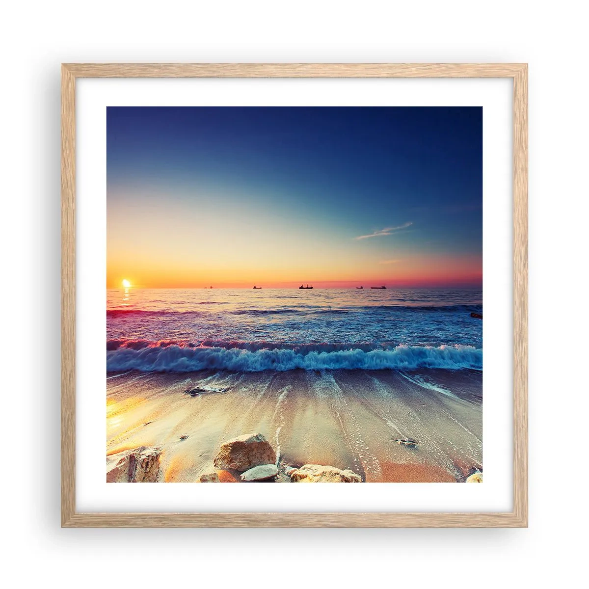 Een poster in een licht eiken lijst - Hoe zit het met de horizon? - 50x50 cm