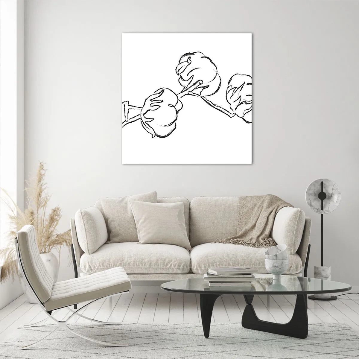 Schilderen op glas - Katoen dons - 70x70 cm