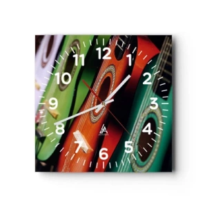 Wandklok - Klok - De gitaar heeft vele kleuren - 30x30 cm