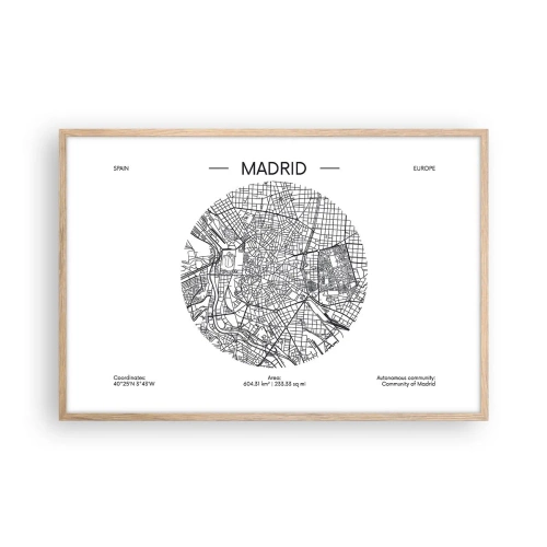 Een poster in een licht eiken lijst - Anatomie van Madrid - 91x61 cm