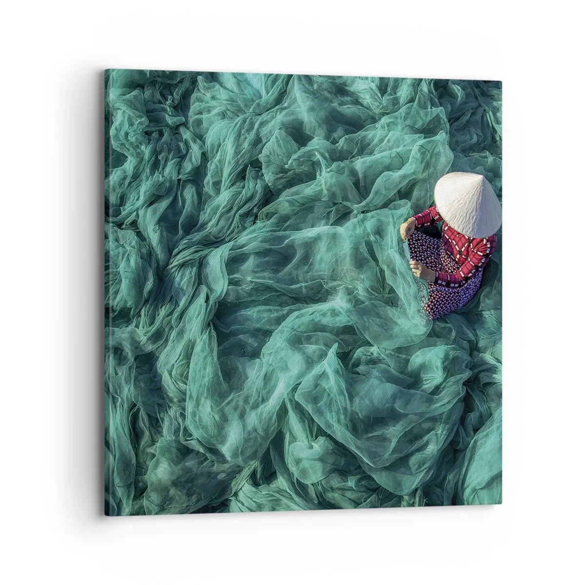 Schilderen op canvas - In een zee van netten - 70x70 cm