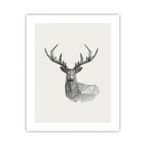 Poster - Een hert in kubistische stijl - 40x50 cm