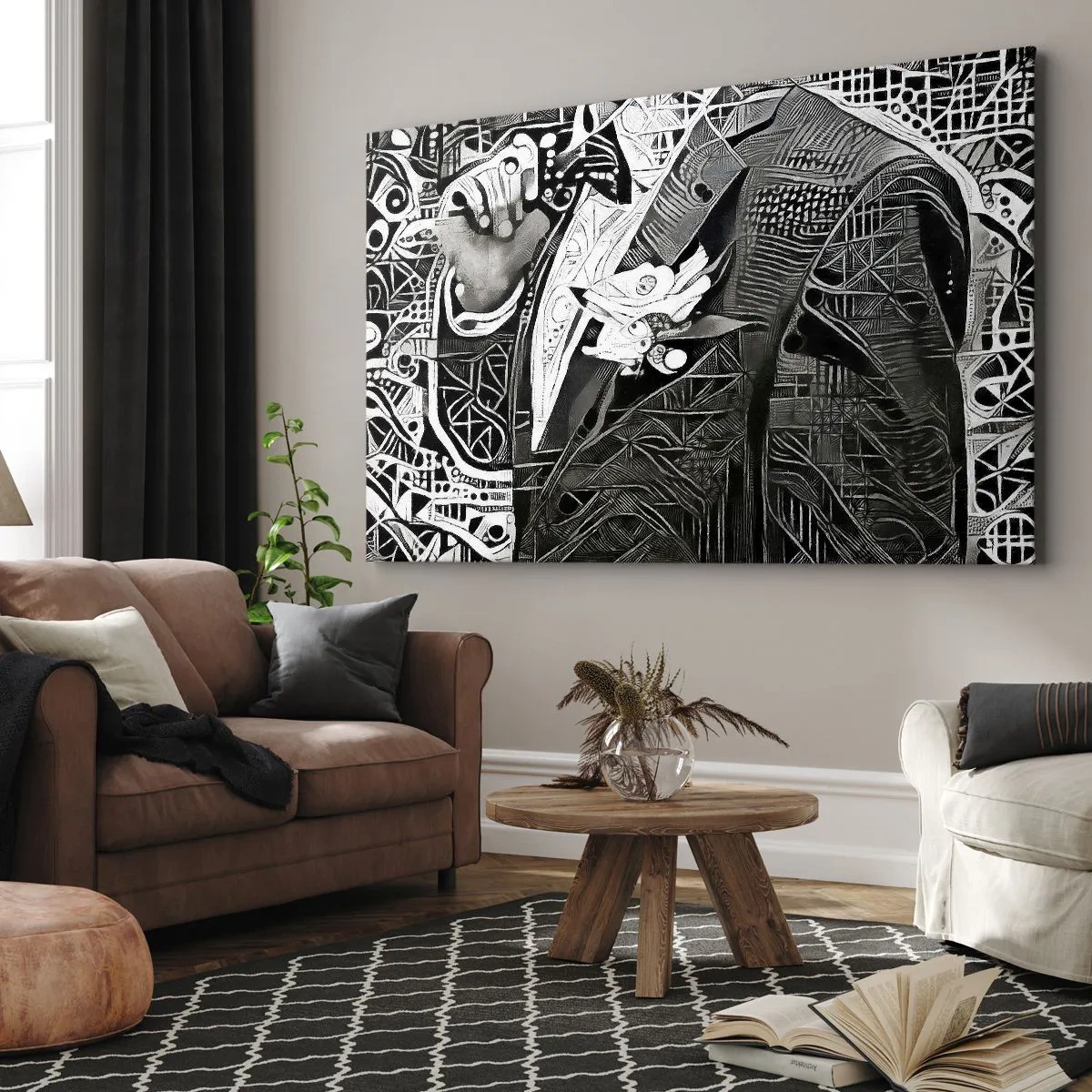 Schilderen op canvas - Alleen een ogenschijnlijk grijze man - 100x70 cm