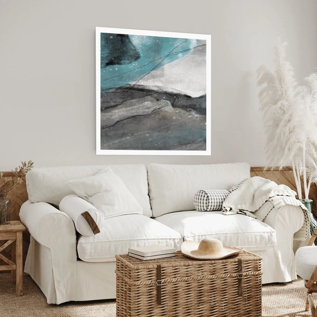 Poster - Abstractie: rotsen en ijs - 40x40 cm