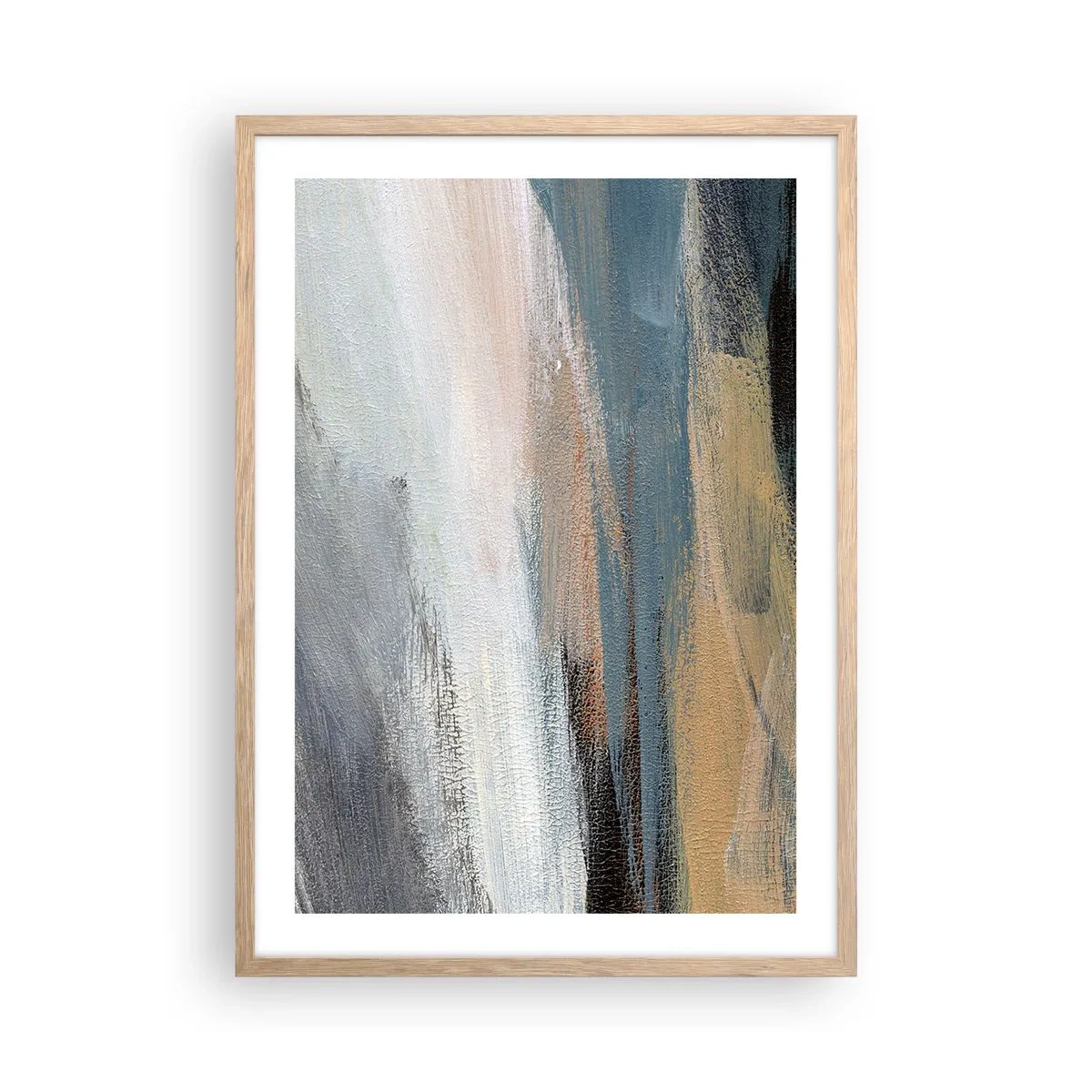 Een poster in een licht eiken lijst - Abstractie: noordelijk landschap - 50x70 cm