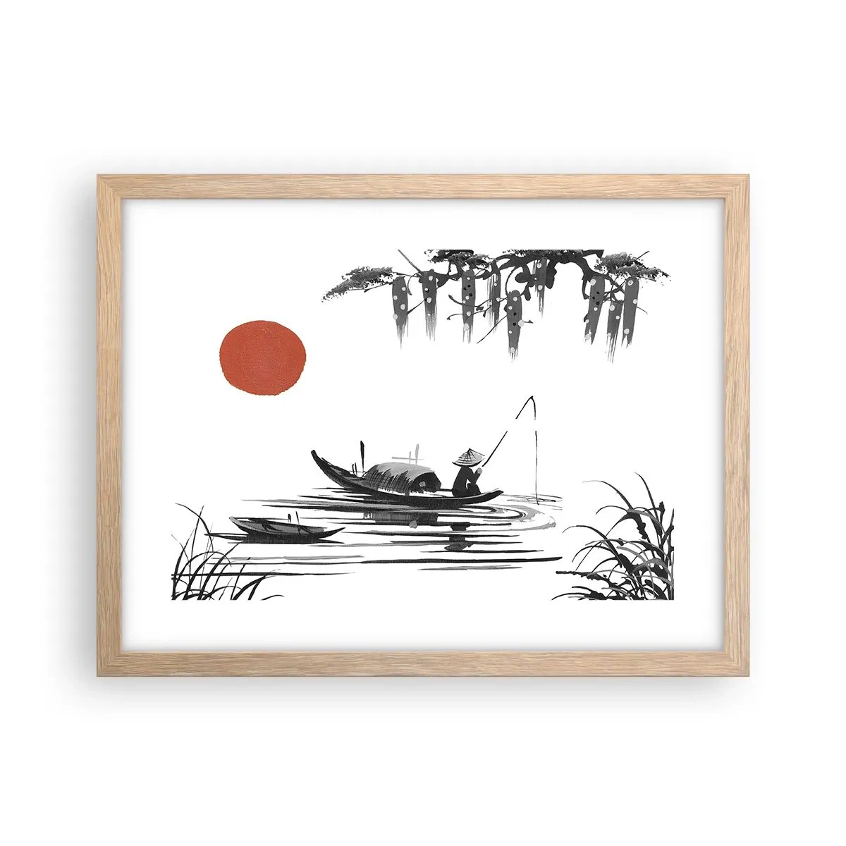 Een poster in een licht eiken lijst - Aziatische middag - 40x30 cm