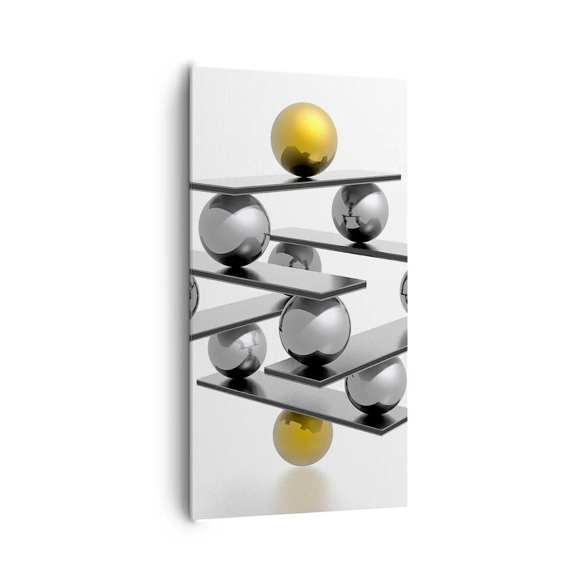 Schilderen op canvas - Goud-zilver balans - 65x120 cm