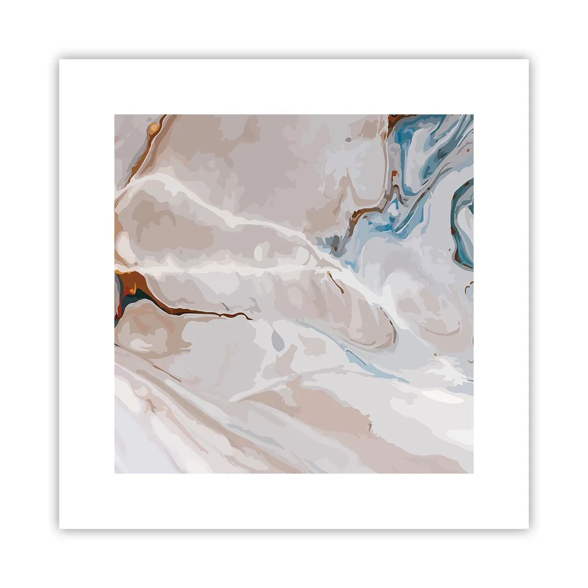 Poster - Blauw kronkelt onder het wit - 30x30 cm
