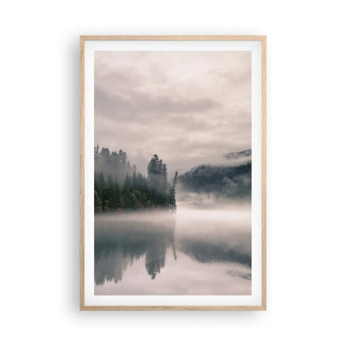 Een poster in een licht eiken lijst - In reflectie, in de mist - 61x91 cm