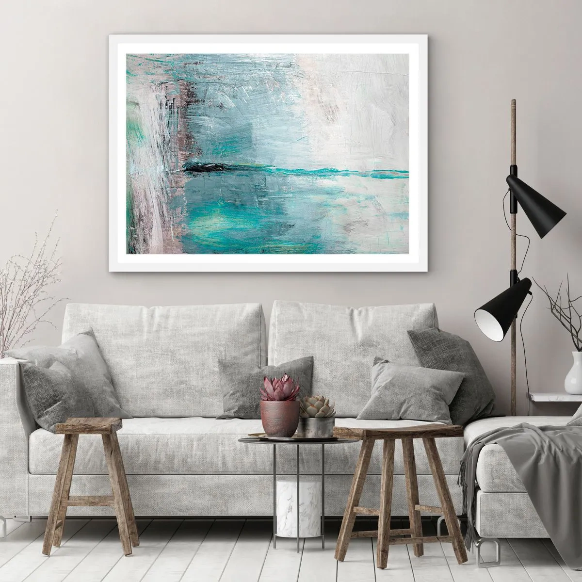 Poster in een witte lijst - Horizontaal in blauw - 50x40 cm