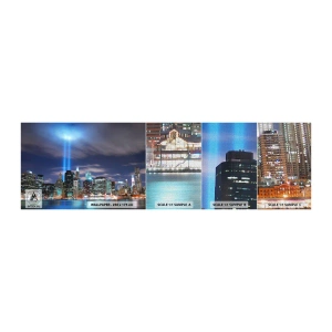 Fotobehang Monster Premium Canvas - De hemel met het licht bereiken - Stad, New York, Architectuur - 100x30 cm
