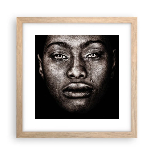 Een poster in een licht eiken lijst - een traan - 30x30 cm