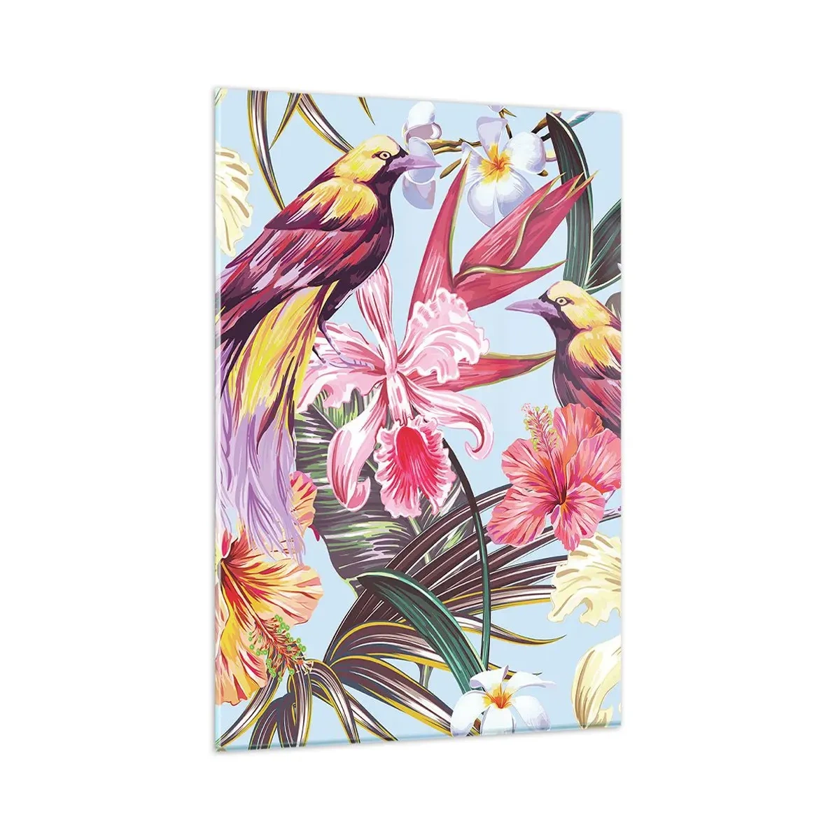 Schilderen op glas - Bloemblaadjes en veren - 80x120 cm