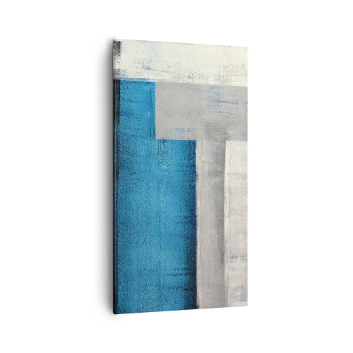 Schilderen op canvas - Een poëtische compositie van grijs en blauw - 55x100 cm