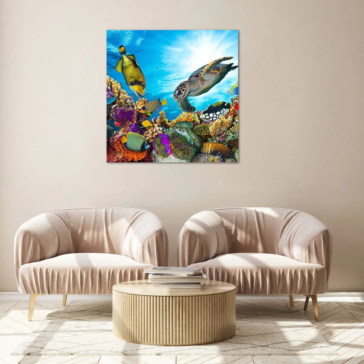 Schilderen op glas - Koraalpromenade - 30x30 cm