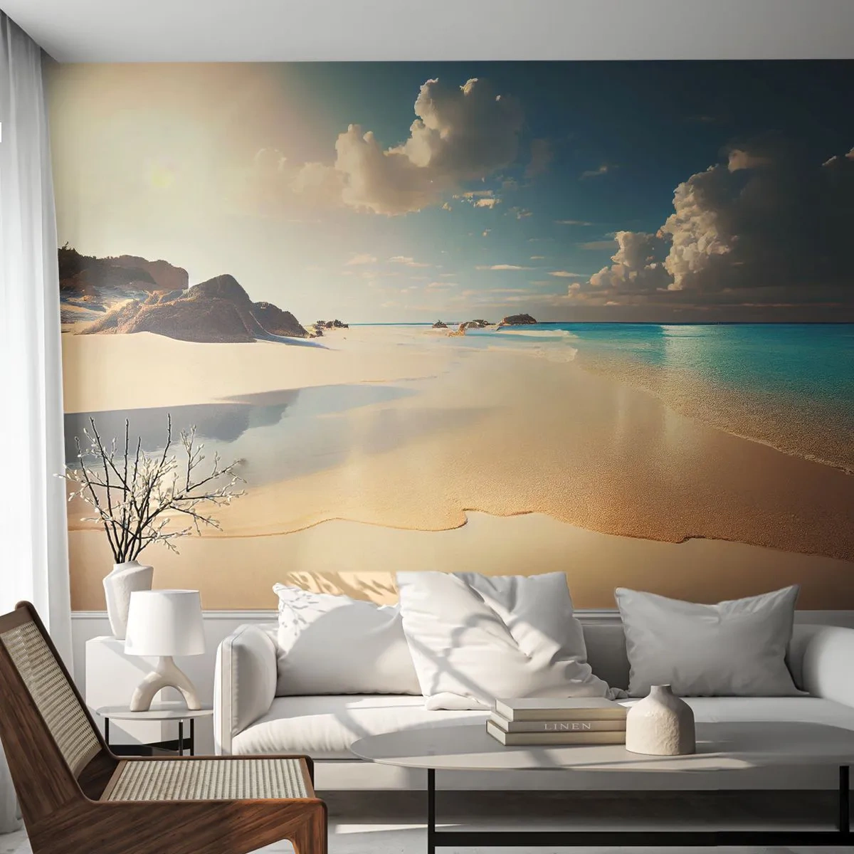 Zelfklevend Fotobehang Deluxe Sticker - Een droomdag - Wild strand, Oceaan, Rand - 250x175 cm