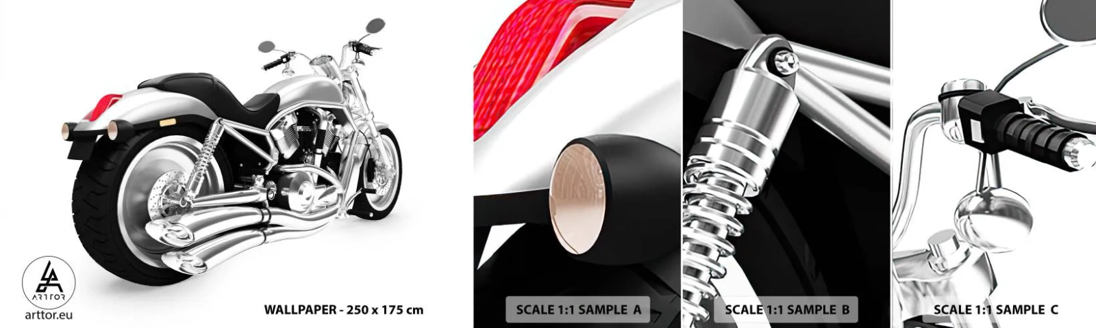 Fotobehang Monster Zelfklevend Deluxe Sticker - De droom van een verzamelaar - Automobiel, Motor, Bijl - 100x30 cm