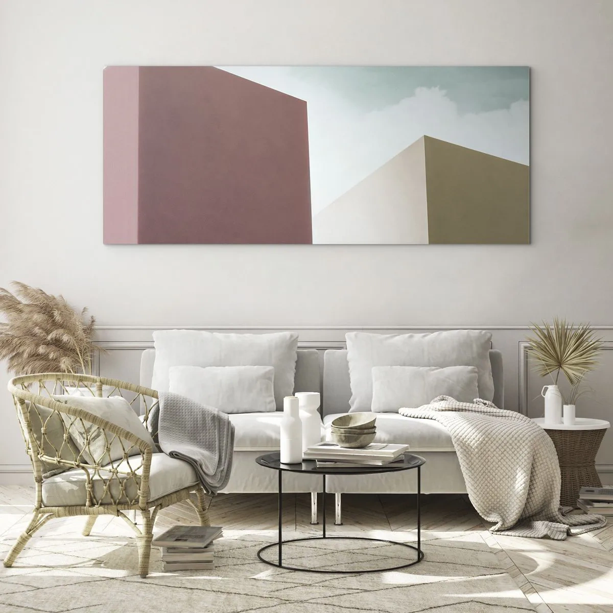 Schilderen op glas - De geometrie van een zonnige zomer - 160x50 cm