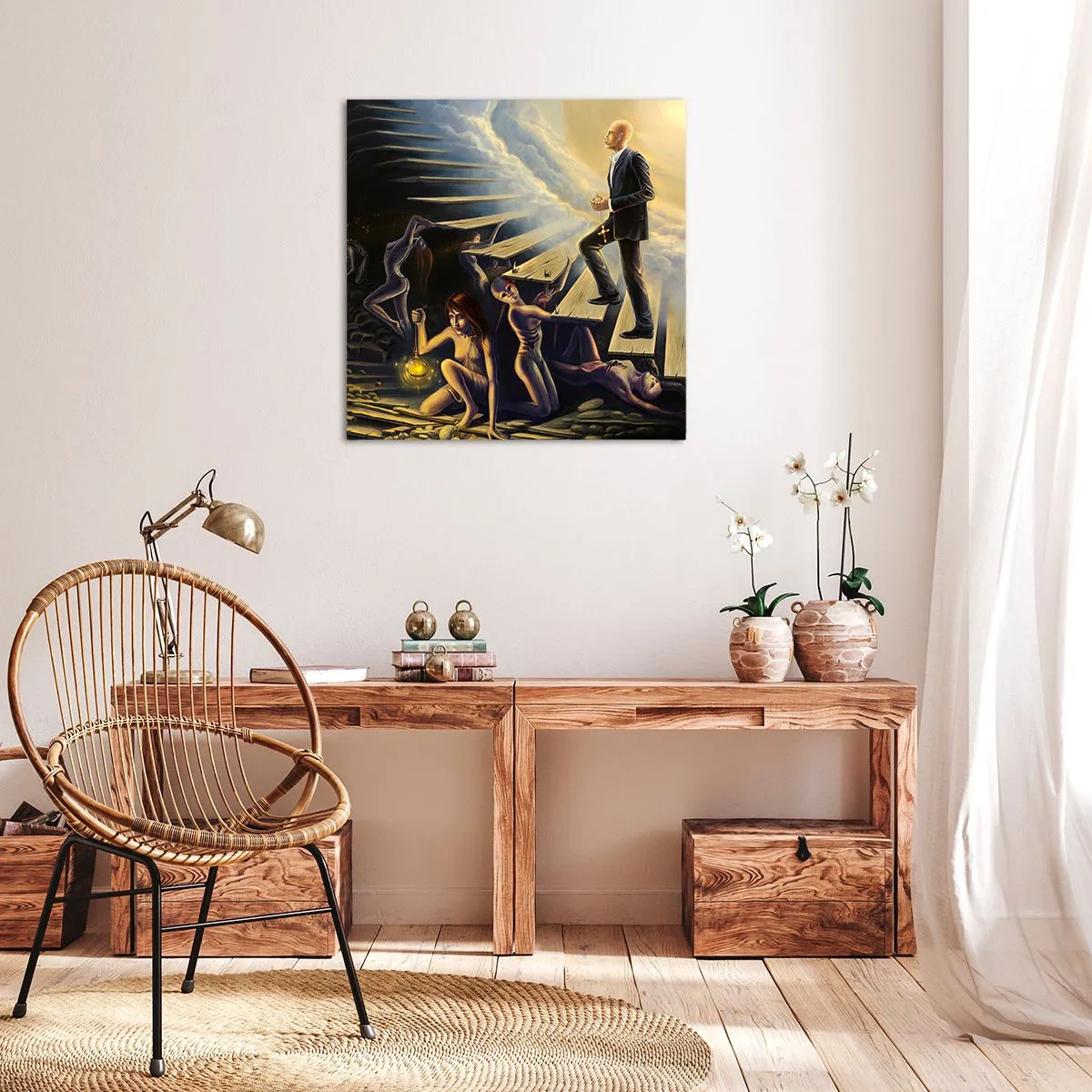 Schilderen op canvas - Danteske reis naar het licht - 60x60 cm