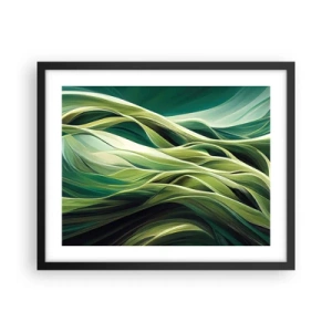 Poster in een zwarte lijst - Abstract groen spel - 50x40 cm