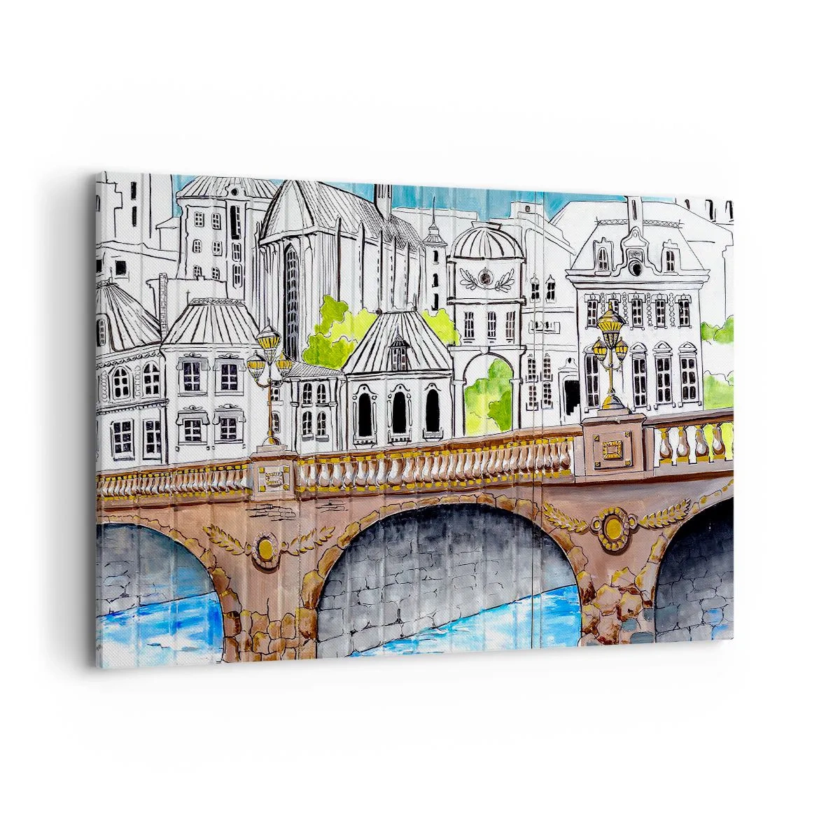 Schilderen op canvas - De stad als geschilderd - 100x70 cm