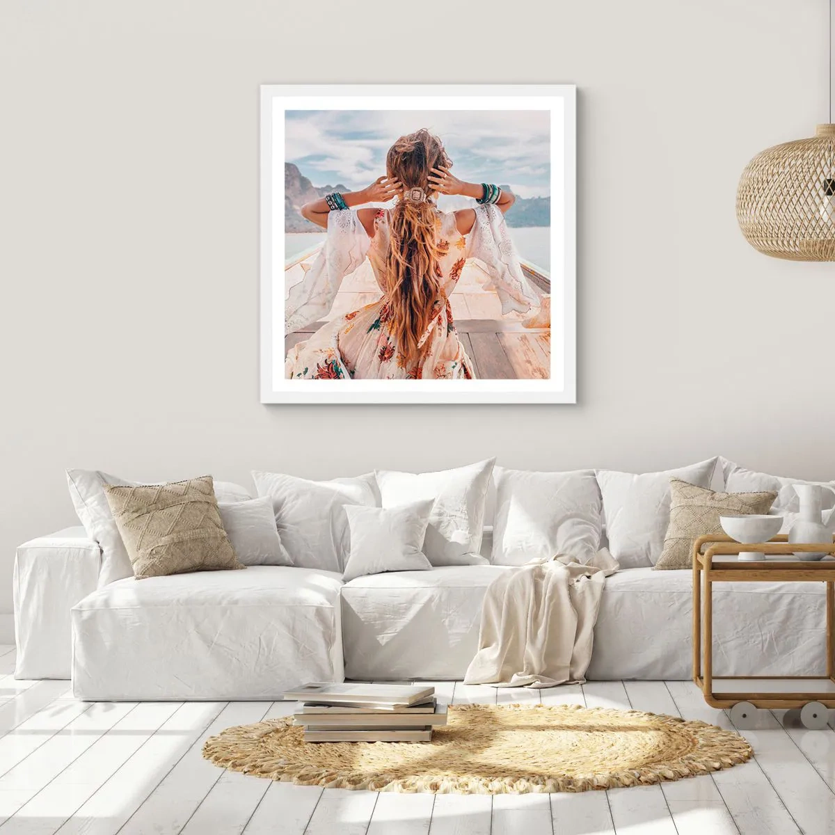 Poster in een witte lijst - Op weg naar geluk - 50x50 cm