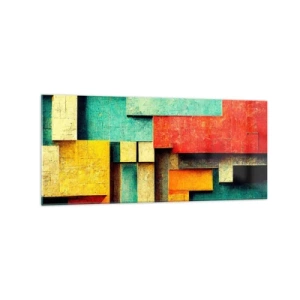 Schilderen op glas - Festival van rechte hoeken - 120x50 cm
