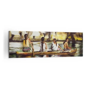 Schilderen op canvas - In een Polynesisch paradijs - 160x50 cm